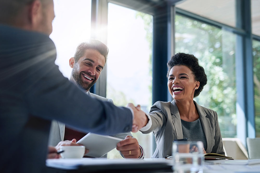 Business people shaking hands in the office